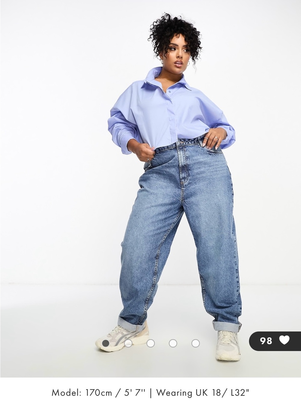 ASOS DESIGN Curve high rise relaxed mom jeans in mid blue